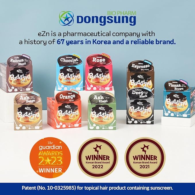 eZn Pudding Hair Dye Ammonia Free Semi-Permanent Self Hair Dye DIY Kit included contain Keratin Made in Korea Beauty (Mute Skin Brown)