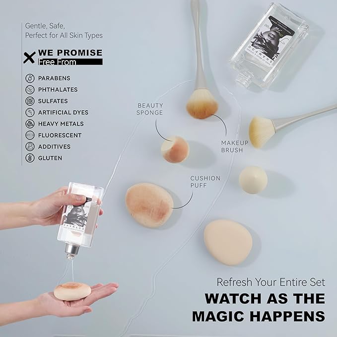 Makeup Brush Cleaner, Tea Tree Oil, Shampoo for Sponges & Puffs, Deep Cleaning, Antibacterial, Conditions Bristles, Gentle, Vegan & Cruelty-Free, Large Value Size, 25.36 fl oz