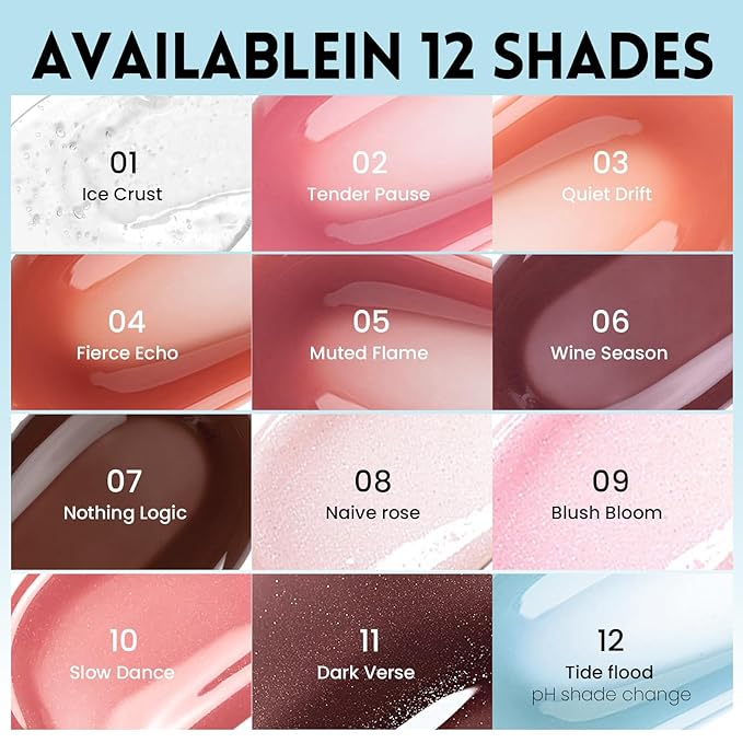 Pudaier Glossy Lip Stain, Excellent Recovery, Moisturizing Lip Care Tinted Lip Oil, Hydrating Plumping Lip Gloss Balm, Non-Sticky Long Lasting Light Texture LipGloss Oil for Dry Lip (09 Blush Bloom)