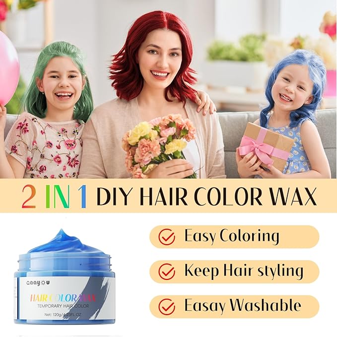Hair Color Wax Temporary Hair Color Natural Washable Instant Blue Hair Dye for DIY Hairstyle
