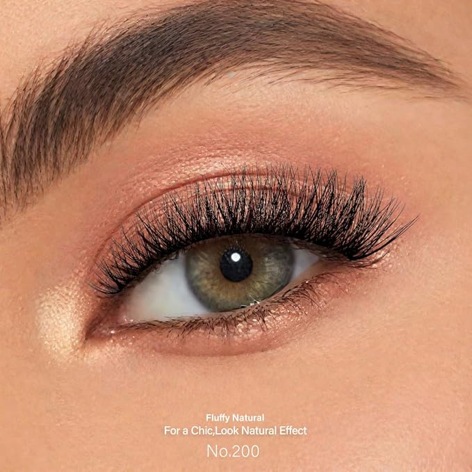 3D Clear Band Lashes 14mm Natural Soft Faux Mink Lashes C/D Curl Cat Eye Wispy Fake Eyelashes Short Cross Reusable False EyeLashes 7 Pairs (No.200)
