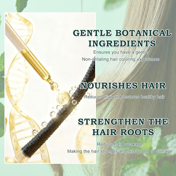 Mild Formula Long Lasting Hair Dye Set, Hair Color for Gray Coverage, Natural plant extracts, Long-Lasting Single Step Hair Dye with Nourishing Shampoo (Natural Black)