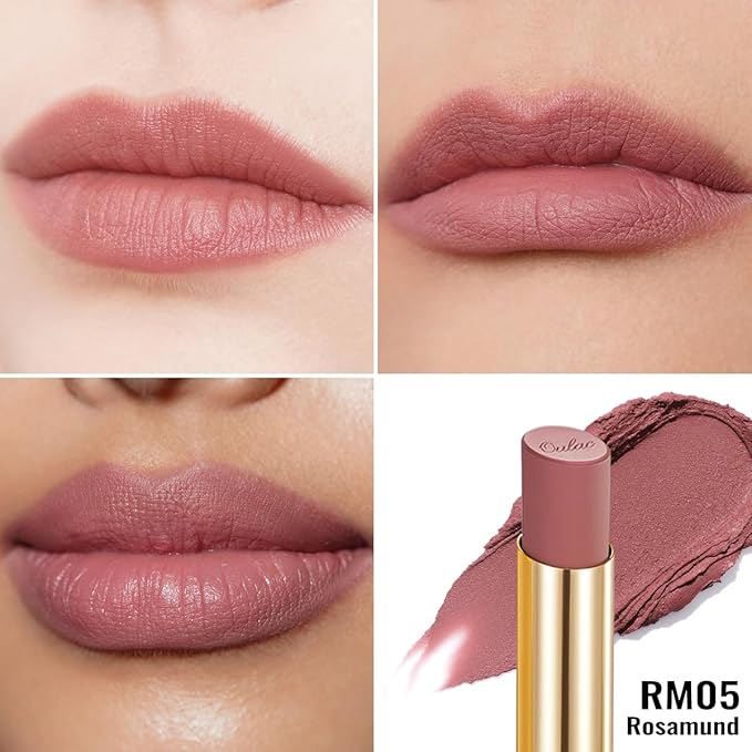 Oulac Mauve Pink Nude Matte Lipsticks for Women, Silky Velvet Matte Lipstick, Soft Smooth Texture, High Impact Lip Color, Not Dry Lightweight Formula Infused with Vitamin E, Vegan&Cruelty Free RM05