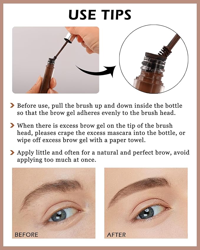 Waterproof Tinted Eyebrow Gel-Long Lasting Smudge-Proof Eyebrow Mascara Tinted Brow Glue,Eye Brow Filler,Volumizing Enhance Brow Mascara With Brow Razor,Women's Day Eye Makeup Gift for Women-06 Ebony