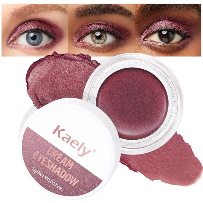 evpct Single Cream Eye Shadow Palette Pot Makeup for Older Women, Orchid Shimmer Glitter Metallic Monochrome Cream to Powder Eyeshadow Palette Eye Brightener, Highly Pigmented Waterproof Blendable