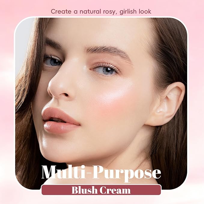 Gloss Glow Blush Palette for Cheeks and Lips, Natural Shimmer Dewy Glow Face Highlighter Nude Cream Blush Gloss Skin, Lightweight Blendable Multiuse Face Lip Makeup Palette 03Coral Orange