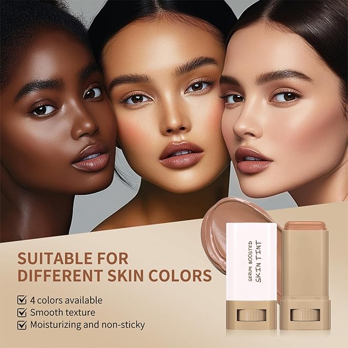 Foundation Stick Beauty Balm Serum Boosted Skin Tint, Serum Boosted Skin Tint Balm, Solid Tinted Moisturizing SerumContour Stick Foundation FaceStick, Longwear ContourStick, Natural Finish (#6)