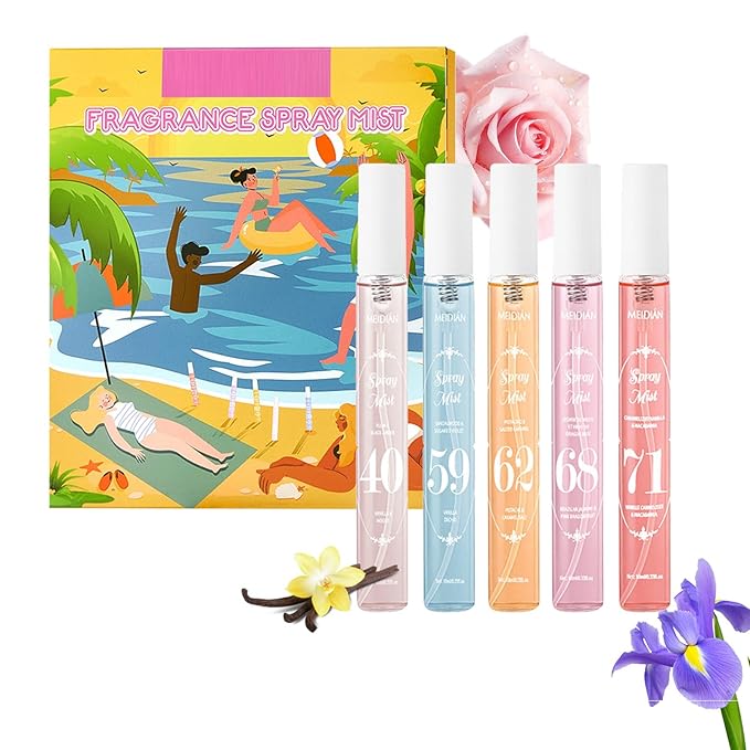 Perfume Fragrance Mist,Hair & Body Perfume Spray Set,Long-Lasting Fresh Fruity Spray for Women,Travel Size Mini Fragrance Mist Gift Set,5 Scents(40.59.62.68.71)