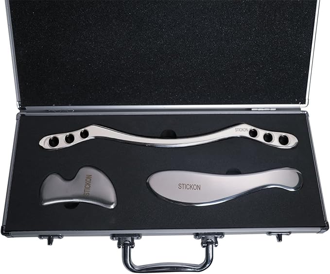 STICKON Gua Sha Stainless Steel Scraping Massage Tool Set Muscle Scraper Tools Set IASTM Tools Great Soft Tissue Mobilization Tool (taoH Shape)
