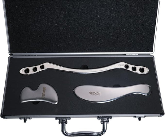 STICKON Gua Sha Stainless Steel Scraping Massage Tool Set Muscle Scraper Tools Set IASTM Tools Great Soft Tissue Mobilization Tool (taoH Shape)