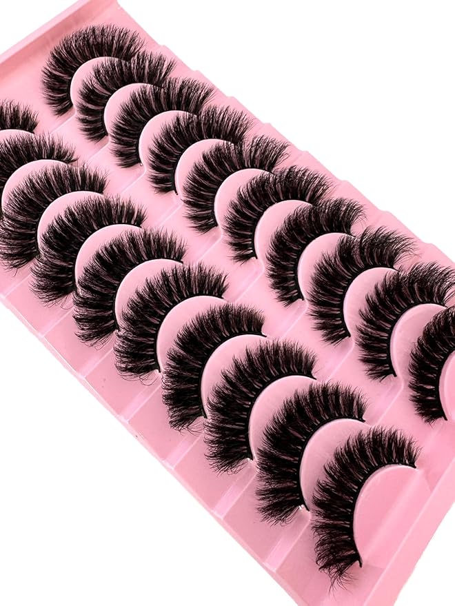 HBZGTLAD New 10 Pairs 3D Mink Lashes False Eyelashes Handmade Wispy Fluffy Long Lashes Natural Eye Makeup Tools Eye Lashes (3-6)