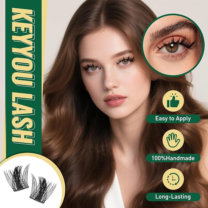 KEYYOULASH Lash Clusters Kit 120pcs 8-18MIX Lash Clusters Spiky Manga Lash Extension Kit with Lash Bond and Seal,Remover,Applicators for DIY Volume Eyelash Extension Kit at Home (KY09 Kit)