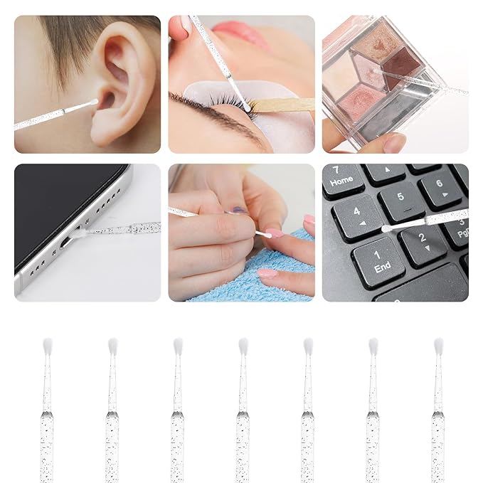 Tbestmax 500 Pcs Micro Applicator Brush, Micro Swabs, Disposable Eye Lashes Mascara Wands for Eyelash Extension - Crystal Black