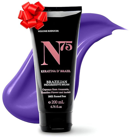N75 Keratin Hair Smoothing Treatment - Formaldehyde-Free Brazilian Straightening - Deep Repair & Shine - Long-Lasting Frizz Control for Damaged Colored or All Hair Types