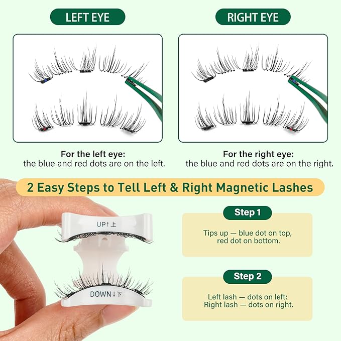 KEYYOU Daily Wear Reusable Magnetic Eyelashes 2 Pair with Applicator No Glue Needed 3D Natural Magnetic Lashes, Easy to Apply & Long Lasting for Daily Use & Events(A03+A03)