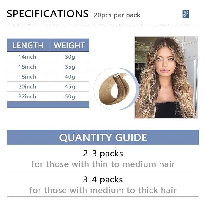 COOKAYU Injected Tape in Hair Extensions,Invisible Tape in Real Human Hair Extensions Gold Brown to Caramel Blonde 20pcs/pack 14Inch 30g Seamless