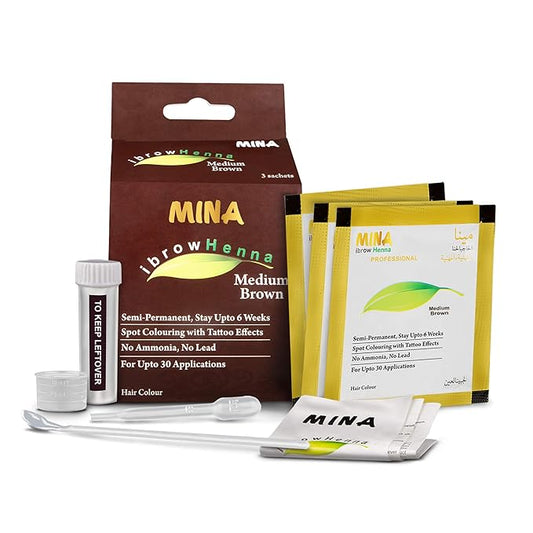 Mina ibrow Hair Color Medium Brown|Natural Spot coloring Hair Tinting Powder, Water and Smudge Proof | No Ammonia, No Lead with 100% Gray Converge|Vegan and Cruelty free