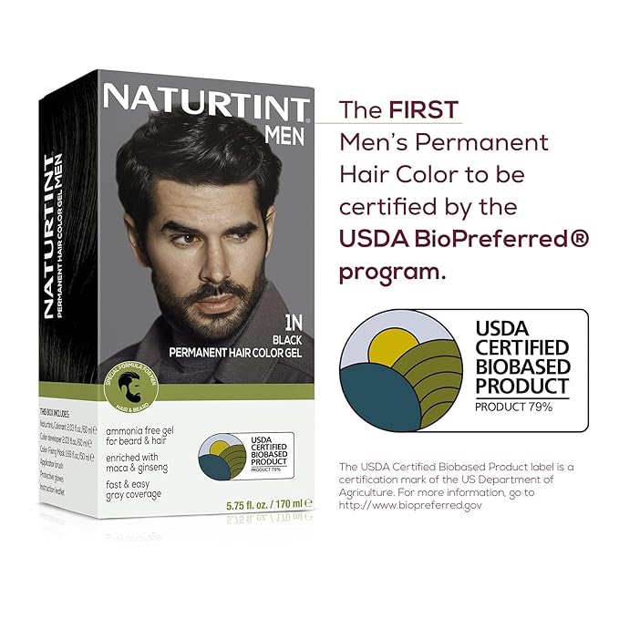 Naturtint Mens Permanent Hair Color for Hair Beard and Mustache (1N Black)