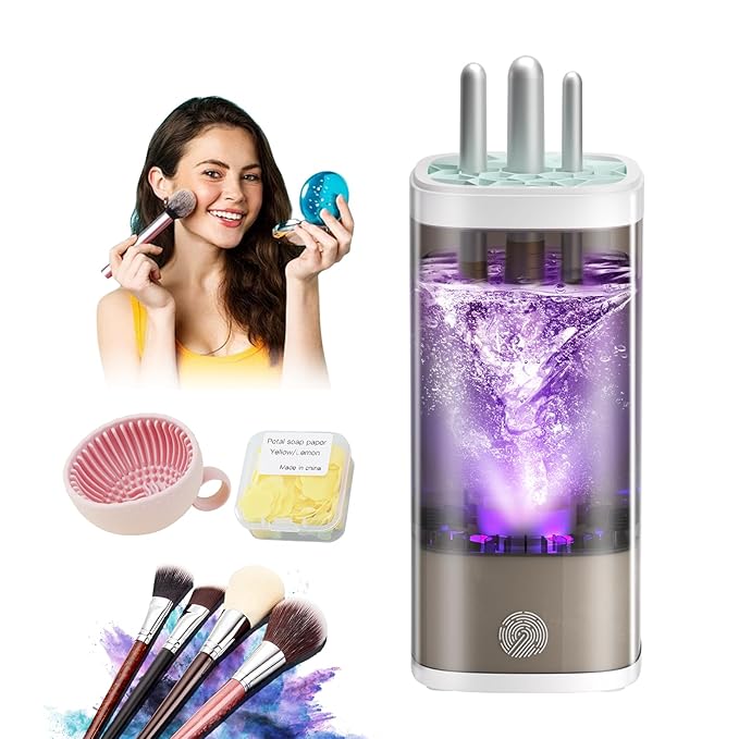 3.0 Upgrade Make Up Brush Cleaner Cosmetic【Industry NO.1-12x Cleaning Power】【SGS Certified - 0 Dust】 MakeupBrushes Cleaner Suitable for all Brush，Circuit Upgrade Make Up Brush Cleaner GRAY