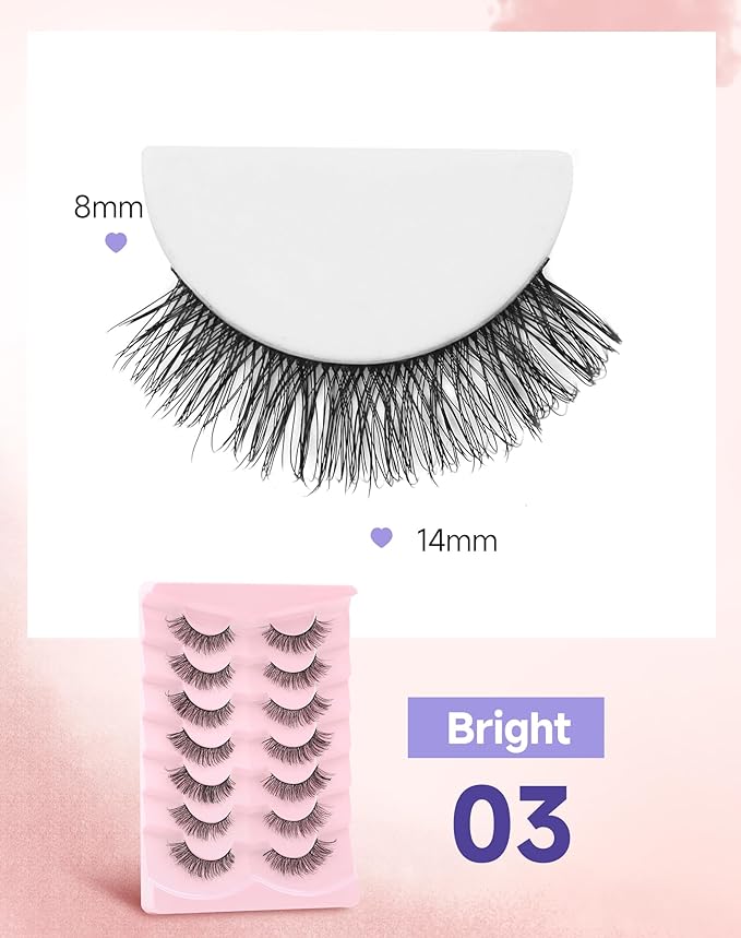 Natural Lashes Natural Eyelashes Natural Look Wispy Lashes Mink Lashes False Eyelashes Fake Eyelashes C Curl Lashes Strip Lashes Bright-03