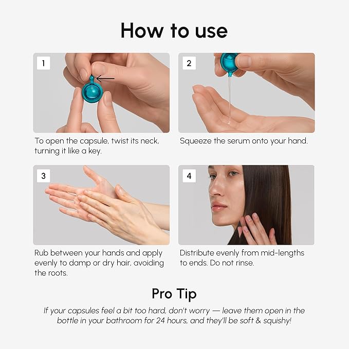 MAREE Hair Oil for Frizzy - Hair Vitamins Keratin Styling Capsules with Jojoba & Argan Oil - Anti Frizz Serum for Women Heat Protectant - Frizzy, Damaged, Dry & Curly - Gotas & Aceite Para el Cabello