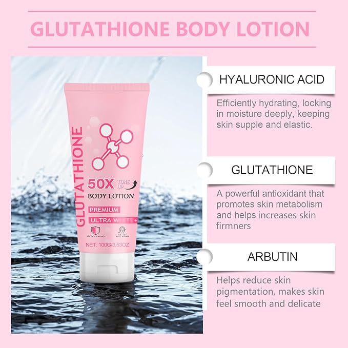 Glutathione 50x Tone Up Body Lotion, 2PCS Glutathione Body Lotion Cream, Moisturizing and Soft Skin Cream for Women All Skin Types