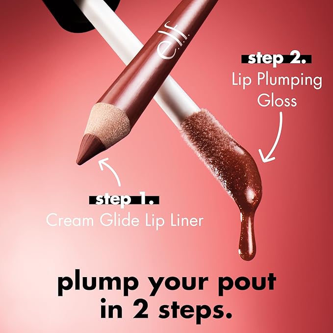 e.l.f. Lip Plumping Gloss, High-Shine Sheer Color, Hydrates & Creates Fuller Lips With Vitamin E, Vegan & Cruelty-Free, Sparkling Rosé