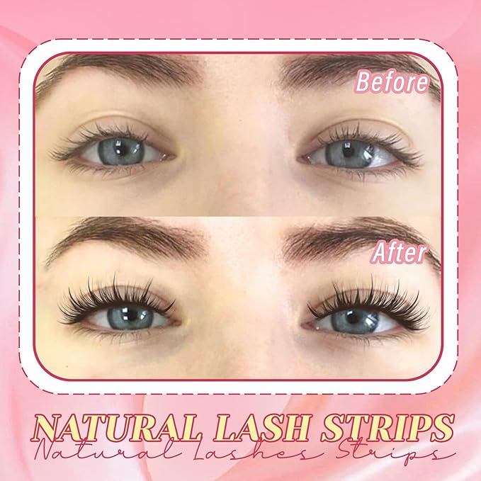 Ahrikiss Manga Lashes Wet Look Wispy Anime False Eyelashes 8 Pairs Faux Mink Lashes Kit with Lash Glue and Lash Tweezers Soft Fake Lashes Spiky Strip Lashes Look Like Individual Lashes (Clammy)