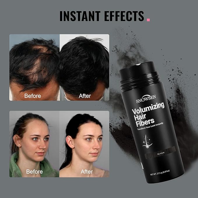 Hair Building Fibers for Thinning Hair, Black, 27.5g, Professional 5-in-1 Hair & Beard Styling Set with Applicator Pump, Hair Fibers Barber Enhancement Spray for Men & Women