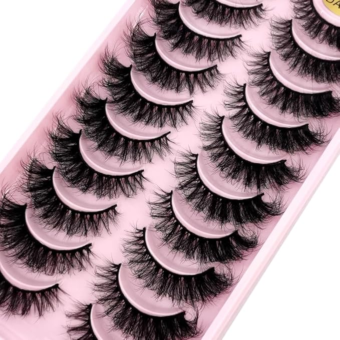 HBZGTLAD New 10 Pairs 3D Mink Lashes False Eyelashes Handmade Wispy Fluffy Long Lashes Natural Eye Makeup Tools Eye Lashes(DA-14)