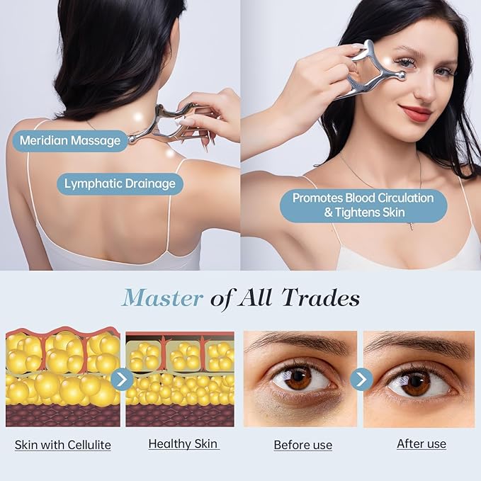 Gua Sha Tool with Handle,5in1 Scalp Massage Tool for Head&face&Body,Protable Scalp Massage Comb Guasha Tool for Deep Relaxation and Relieving Fatigue & Pain,Scalp Massager Trigger Point Tool for SPA