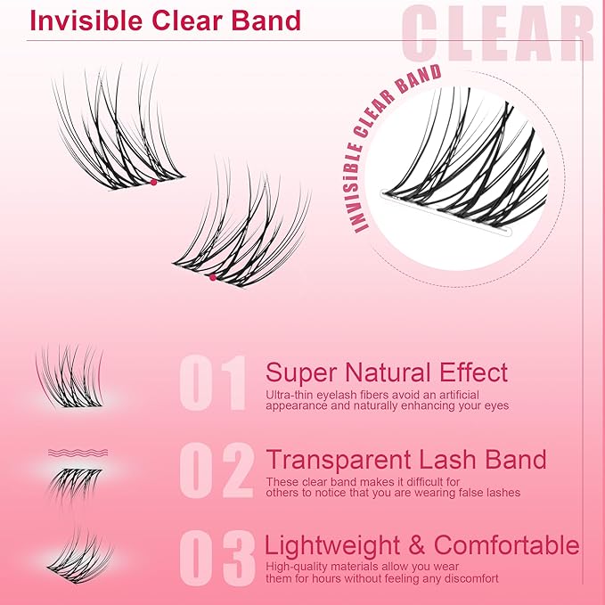 Wispy Lash Clusters 140 Pcs 14mm Mix Eyelash Clusters C Curl Cluster Eyelash Extensions Natural Wispy Cluster Lashes Reusable Individual Invisible Band Lash clusters (QX-14mm)