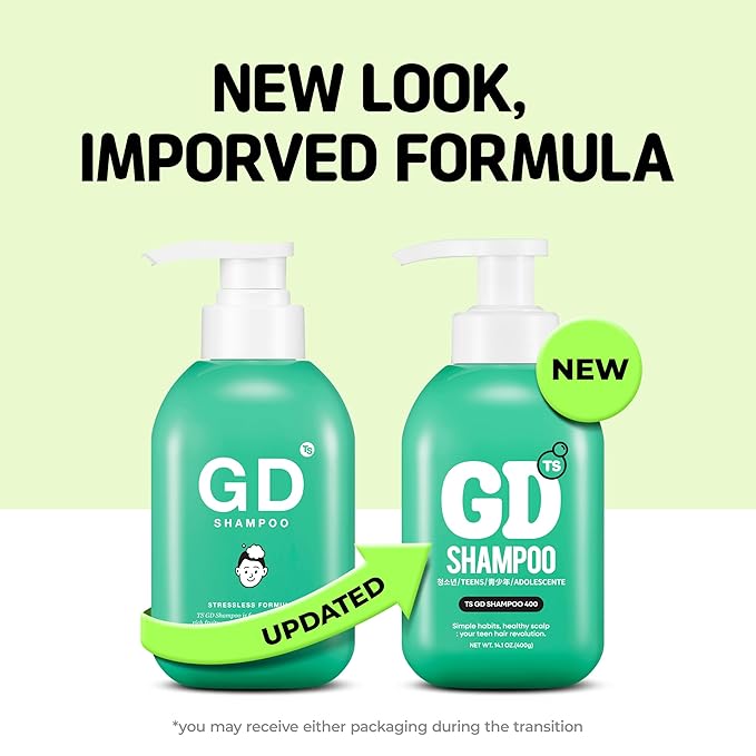 TS GD Shampoo for Flake Prone, Uncomfortable Scalp (14.1 Fl Oz) For Youth & Teens | Gentle Scalp-Care Routine | Silicone, SLS, SLES Free | Korean Hair Care (Green)
