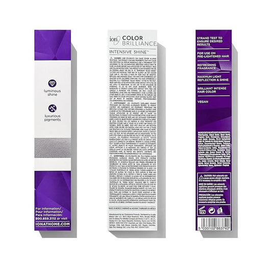 Ion Permanent Brights Creme Hair Color Purple, Vegan, Cruelty Free, PPD Free, 100% Gray Coverage, Long Lasting, Fade Resistant Color, 2.05 oz