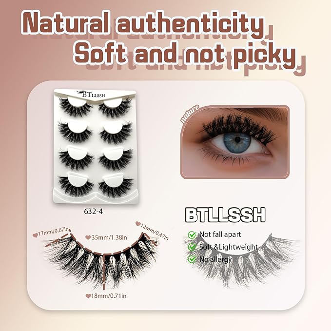 False Eyelashes 8 Pair Faux Mink - Strip Lash Vegan Mink Eyelash Cruelty-Free Weightless & Fluffy Reusable Faux Mink Lash Vivid 3D Effect