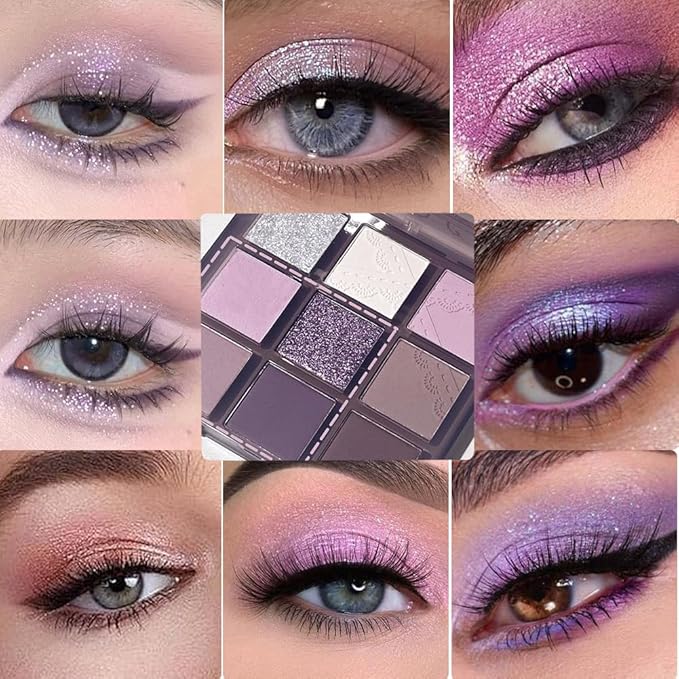 Eye Shadow Palettes Makeup,Dark Purple Plum Lavender Mauve Smoky Eyeshadow Palette for Older Women Highly Pigmented Natural Powde Eye Shadow Waterproof Long Lasting Naturing-Looking