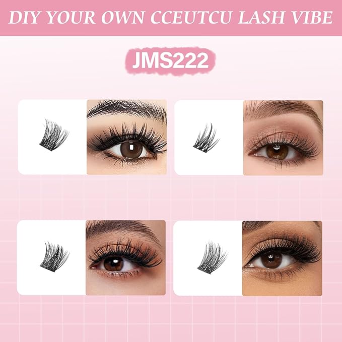 DIY Lash Clusters Kit Lash Extension Kit, 384pcs, D Curl, Natural Volume Lash Extensions Wispy Eyelash Clusters Individual Lashes Kit Faux mink fiber, 13#Black