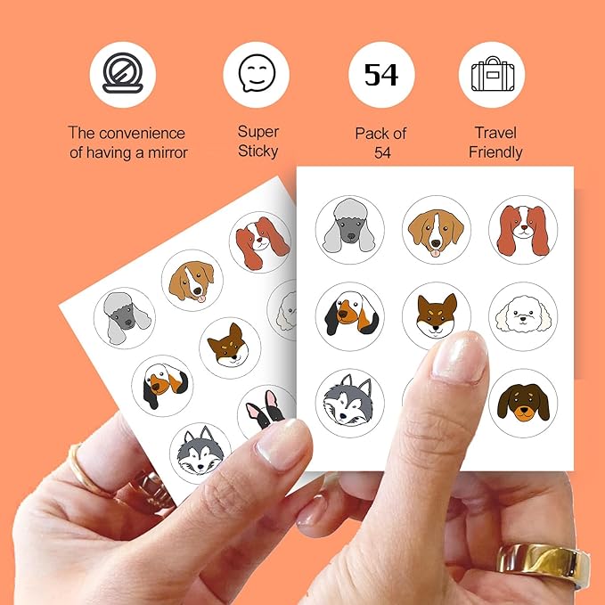 Acne Pimple Patches for Face 54 Count with Mirror Case for Day & Night Use - Hydrocolloid Pimple Pads, Emoji-Themed Blemish Dots, Clear Skin Treatment (Dog)