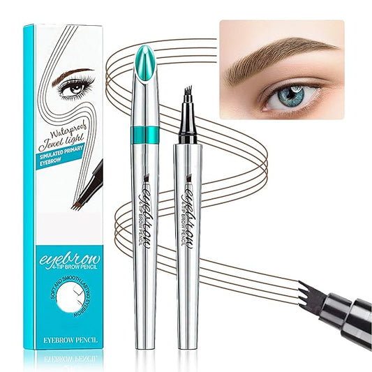 Microblading Eyebrow Pencil, Eyebrow Pencils for Women, Eyebrow Pen with Micro 4-Fork-Tip, Microblading Brow Pen Long-Lasting Waterproof Natural Looking, Black