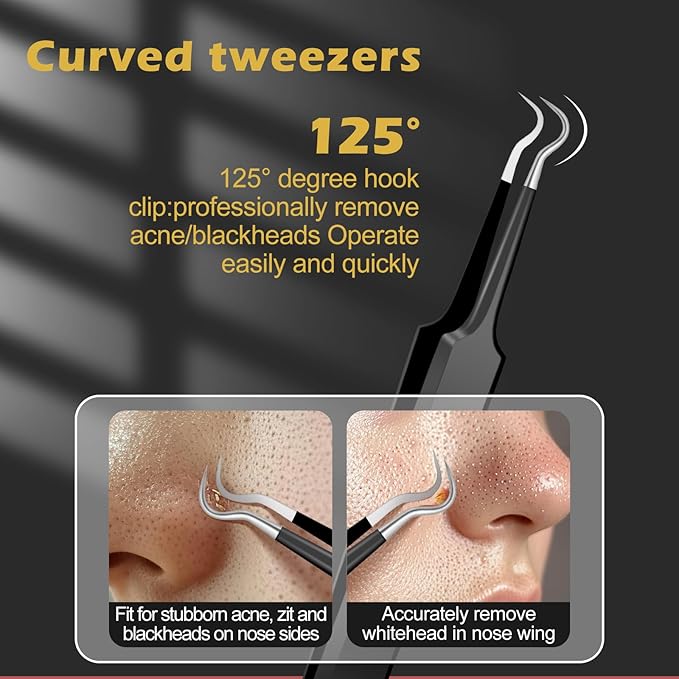 WSYUB Professional Blackhead Tweezers and Ingrown Hair Tweezers, Stainless Steel Blackhead Remover Tools, Tweezer for Women Facial Hair