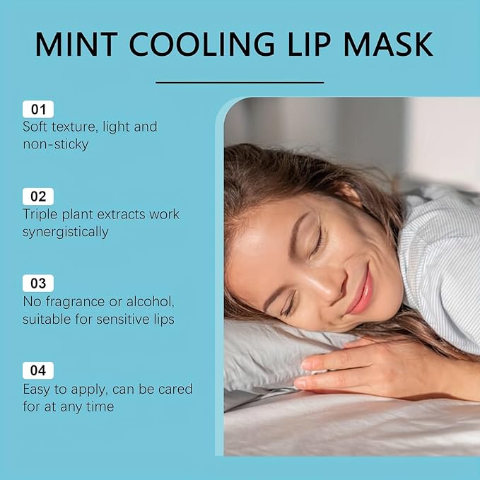 HANCHOBIT Mint cooling Lip Mask Lip Moisturizer - Lip Mask Overnight - Moisturizing Lips Butter Balm with Hyaluronic Acid - Lip Sleeping Mask - Hidratante de Labios Care Products