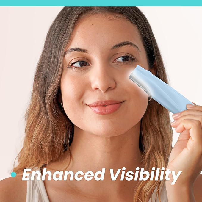 Sonic Dermaplaning Tool for Face - Rechargeable Dermaplane Razor with 6 Refill Dermablades, Facial Hair & Peach Fuzz Remover for Women (Blue)