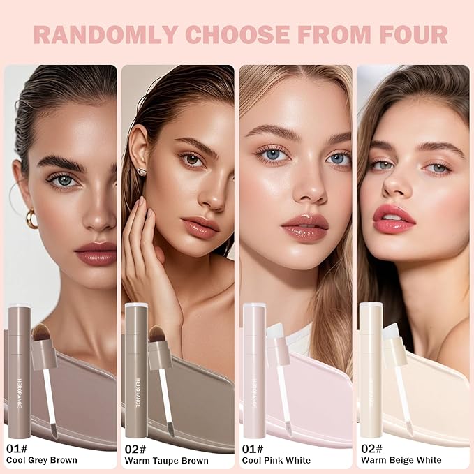 2Pcs Warm Toned Grey Liquid Contour & Highlighter Stick, Blendable Cold Matte Cream for Face Eye Highlight, Lightweight, Moisturizing and Long Lasting Cream Contour Illuminator Brightening Makeup