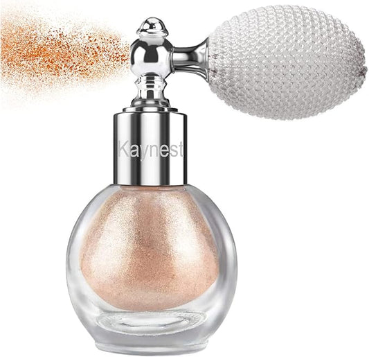 Champagne Highlighter Spray, Loose Shimmer Powder High Gloss Makeup Mist for Body, Face, Hair, Long Lasting Glitter Hairspray for Festive Party, Stage Shows, Nightclubs, Bar (2#)