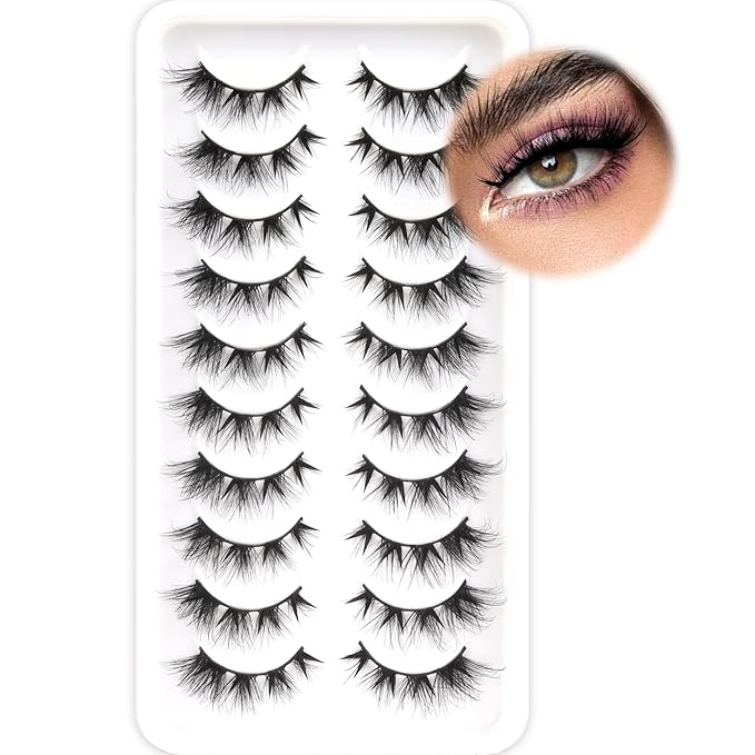 Veleasha Manga Lashes Cat Eye Lashes with Spiky V Shape Clusters 7-16MM C Curl Anime False Eyelashes 100% Handmade Luxurious Faux Mink Eyelashes (Spiky03)