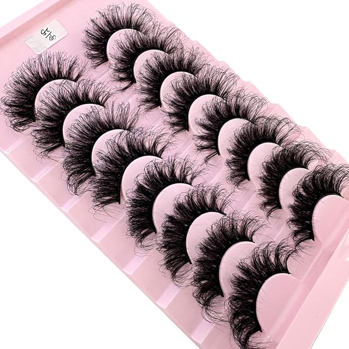 HBZGTLAD Mink Lashes Fluffy False Eyelashes 25mm Dramatic Faux Mink Eyelashes Natural Look Cat Eye Volume Eye Lashes Multipack (9D-25)