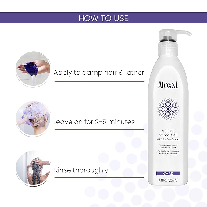 ALOXXI Violet Shampoo for Blonde & Silver Hair with Purple Pigments to Instantly Neutralize Brassiness & Enhance Luminousity, Paraben & Sulfate Free, 10.1 Fl Oz