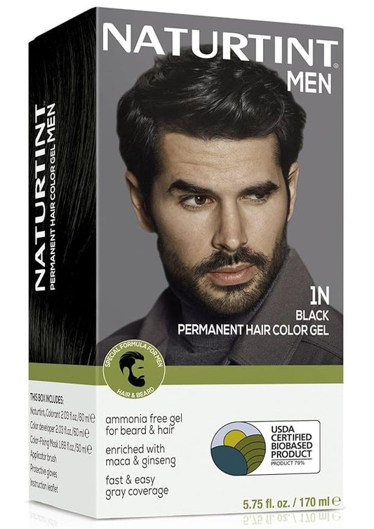 Naturtint Mens Permanent Hair Color for Hair Beard and Mustache (1N Black)