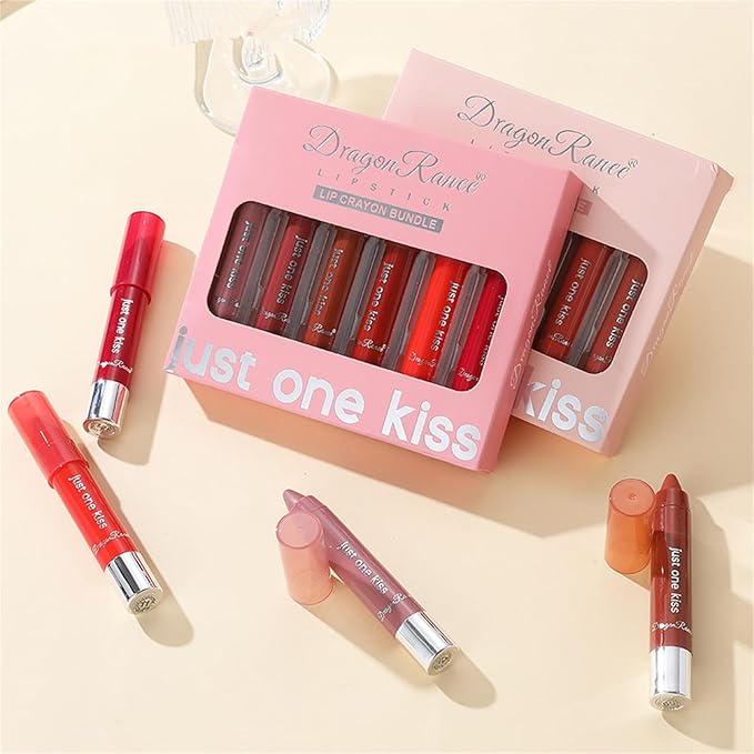 BONNIE CHOICE 6Pcs Moisturizing Gloosy Nude Lipstick Set, Waterproof Long Lasting Non-Stick Cup 24 Hour Nude Lip Crayon Pencil Makeup Cosmetic Lip Liner Pen Set for Women Gifts (Lip Crayon A)