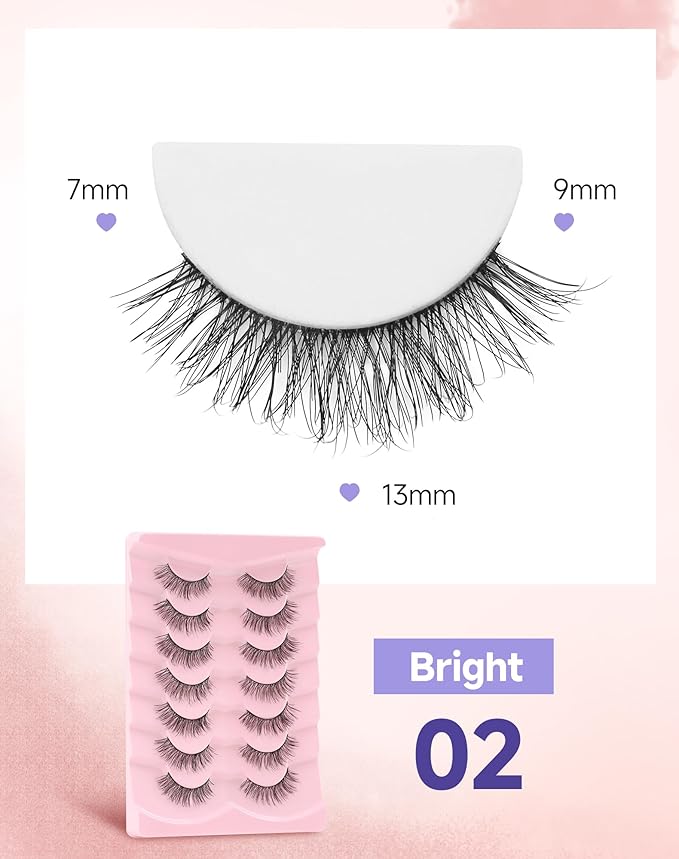 Natural Lashes Natural Eyelashes Natural Look Wispy Lashes Mink Lashes False Eyelashes Fake Eyelashes C Curl Lashes Strip Lashes Bright-02